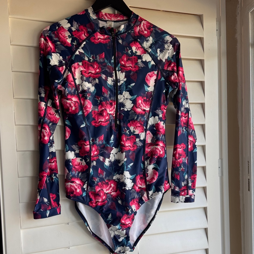 Floral Long Sleeve Kids Swimwear
